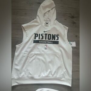Nike Cream & Black Pistons Basketball Sleeveless Hoodie